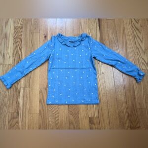 Mini Boden Blue Long-Sleeve Top With Stars
